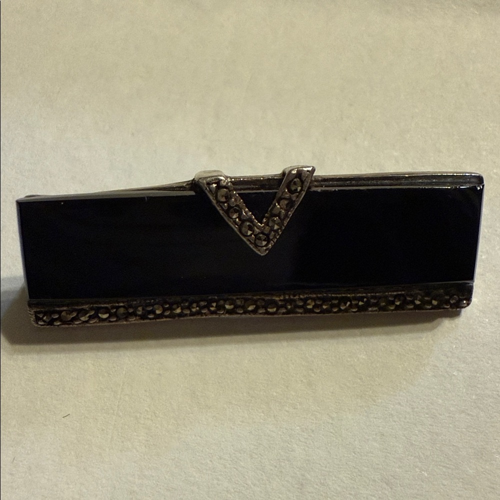 Sterling Silver 925 Rectangular Brooch With Marca… - image 3